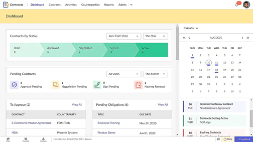 screenshot of Zoho Contracts